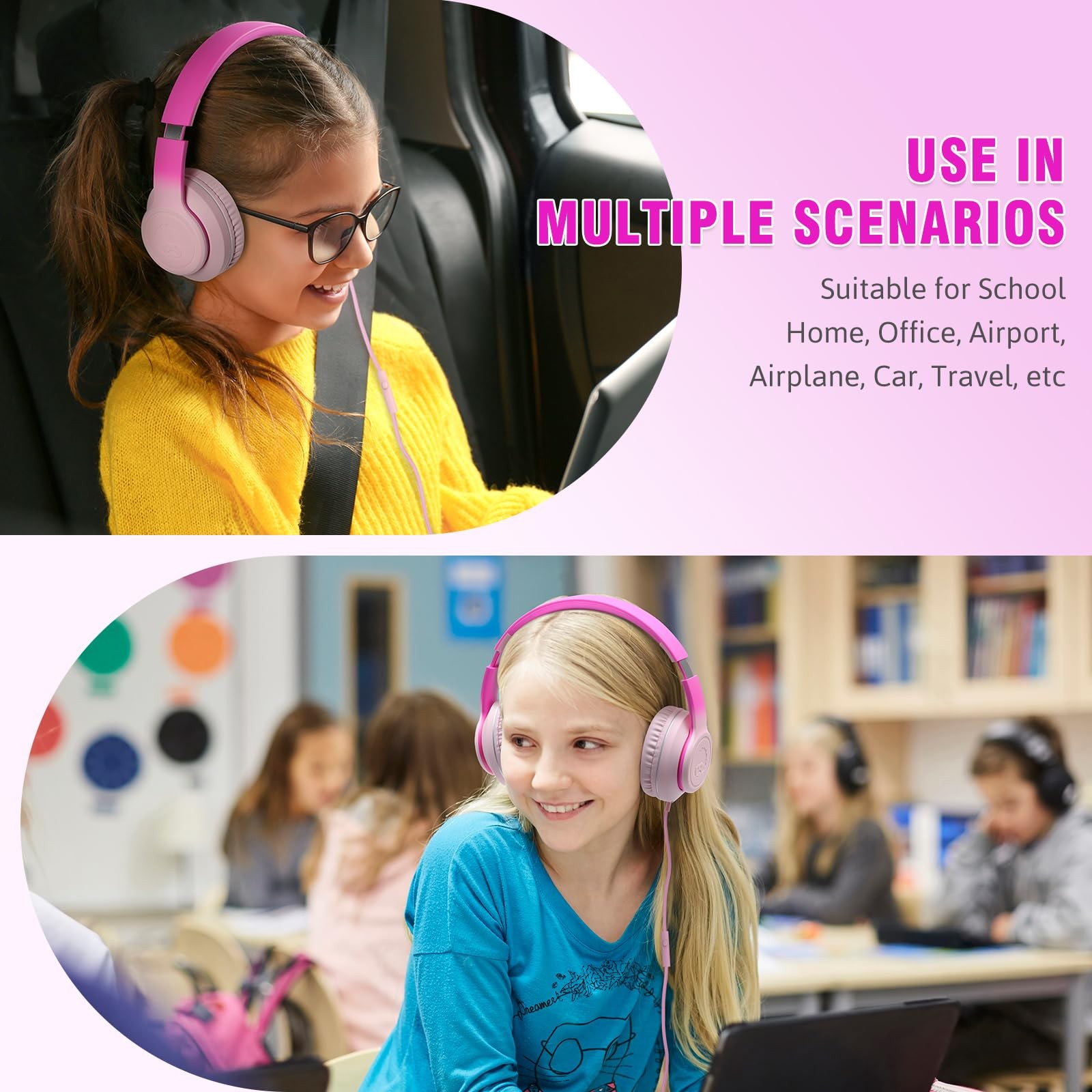L22 Wired Headphones for Kids Girls Boys Women with Microphone Foldable 3.5mm…