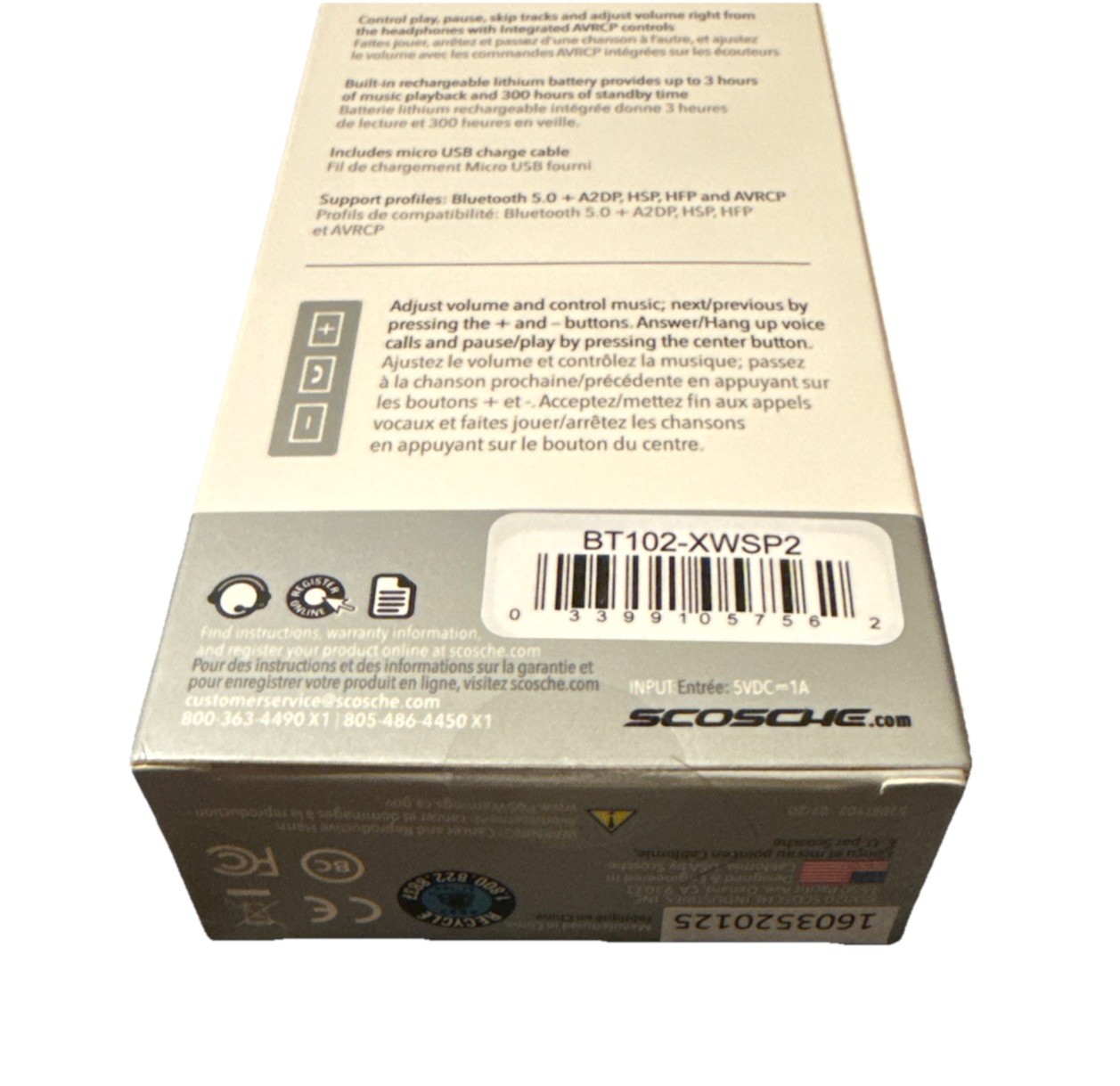 Scosche BT102 Wireless Earbuds Bluetooth Earphones w/ Mic Controls Black NEW