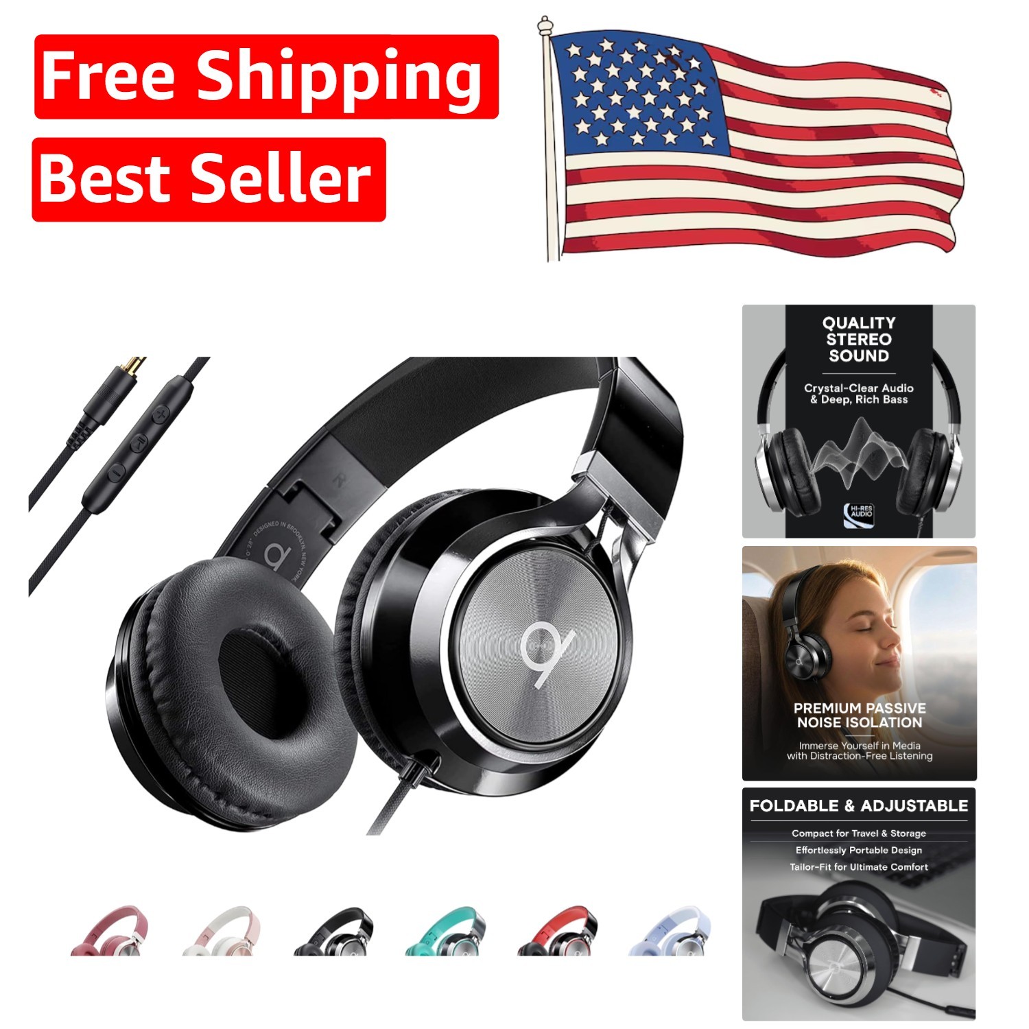 Versatile CL750 Wired Headphones – Noise-Isolating, Foldable, 3.5mm Compatible