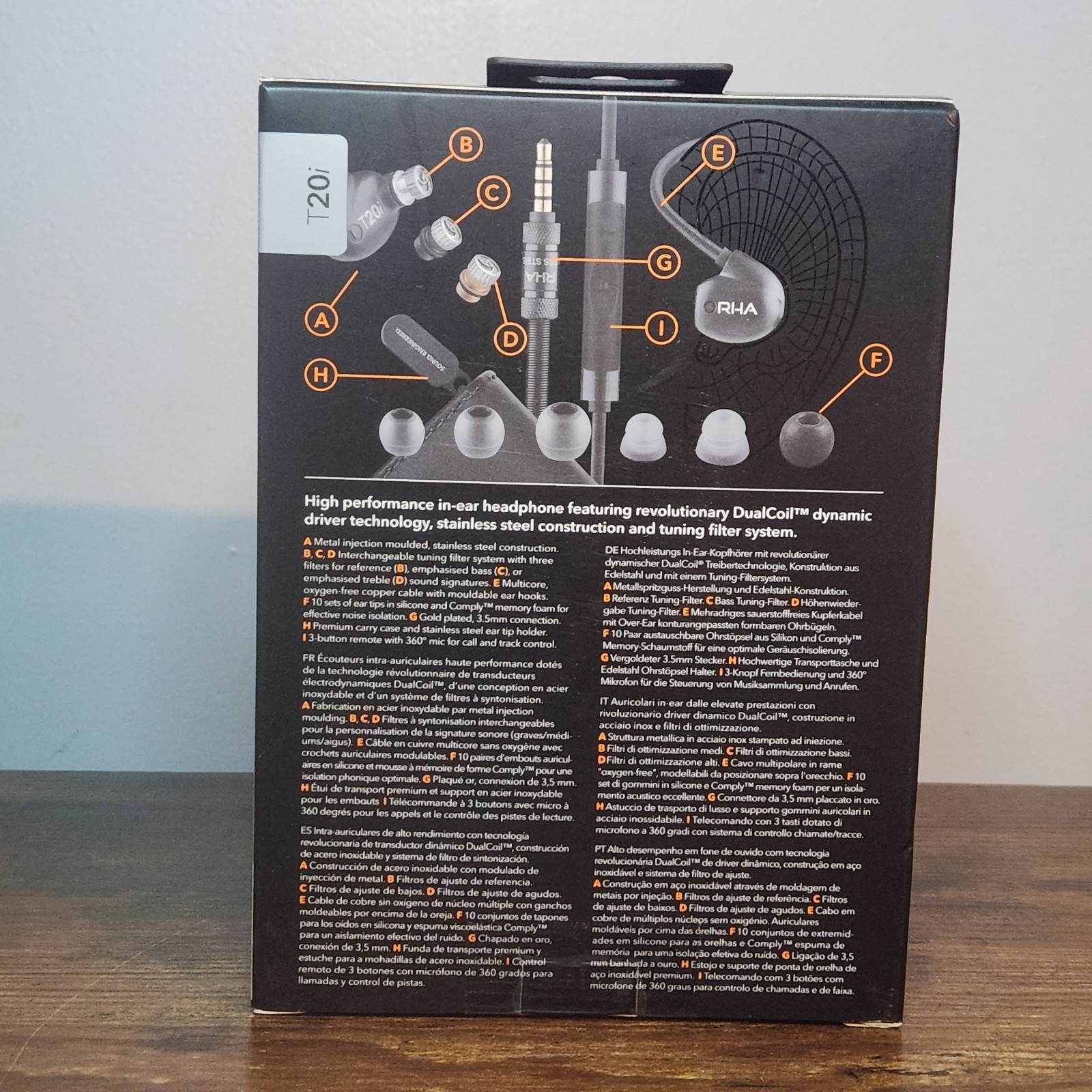 RHA T20i High‑Fidelity Noise‑Isolating Dual‑Coil In‑Ear Headphones – NIB