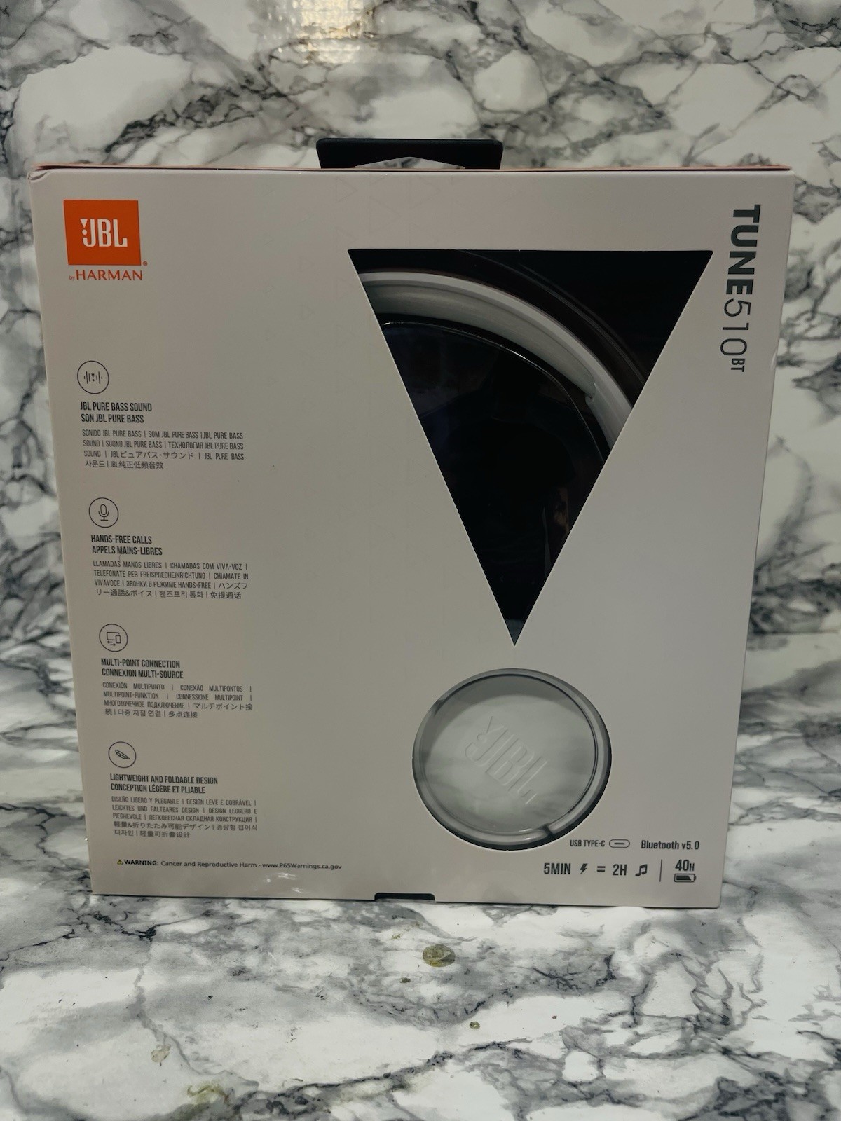 JBL T450BT Wireless Bluetooth Headphones – White