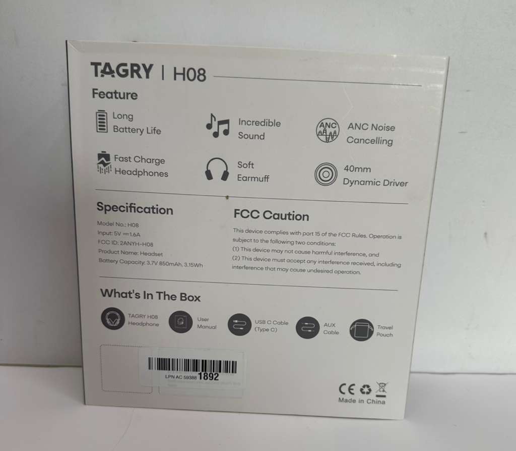 TAGRY Hybrid Active Noise Cancelling Bluetooth Headphones 100H Playtime Wireless