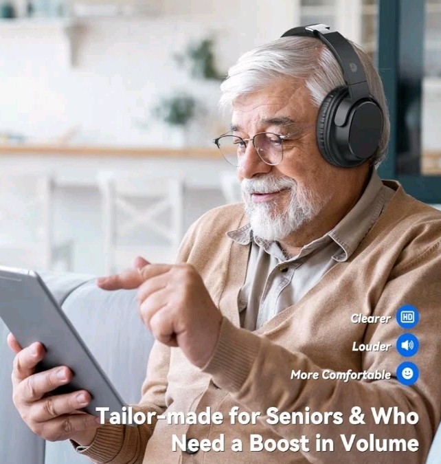 TV Headphones Wireless for Seniors / Privacy w Charging Base New Excellent Audio