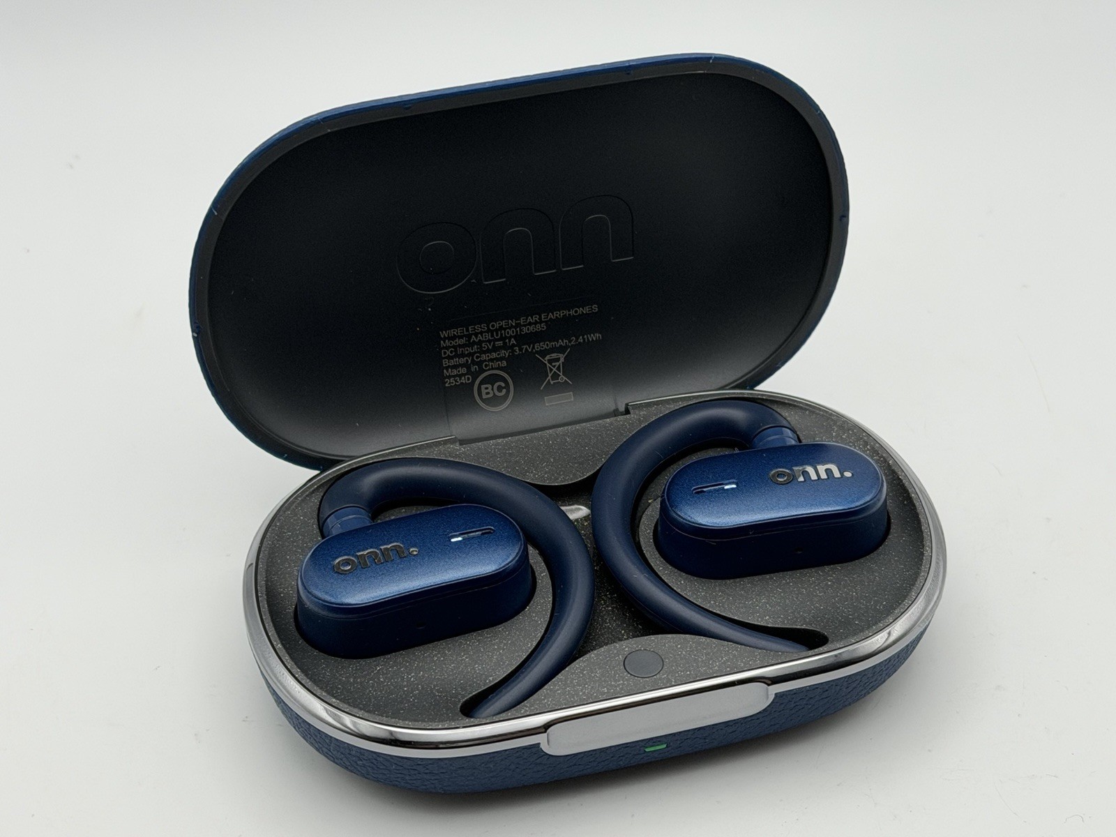 ONN Wireless Open-Ear Earphones Bluetooth Headset ENC Microphones Blue