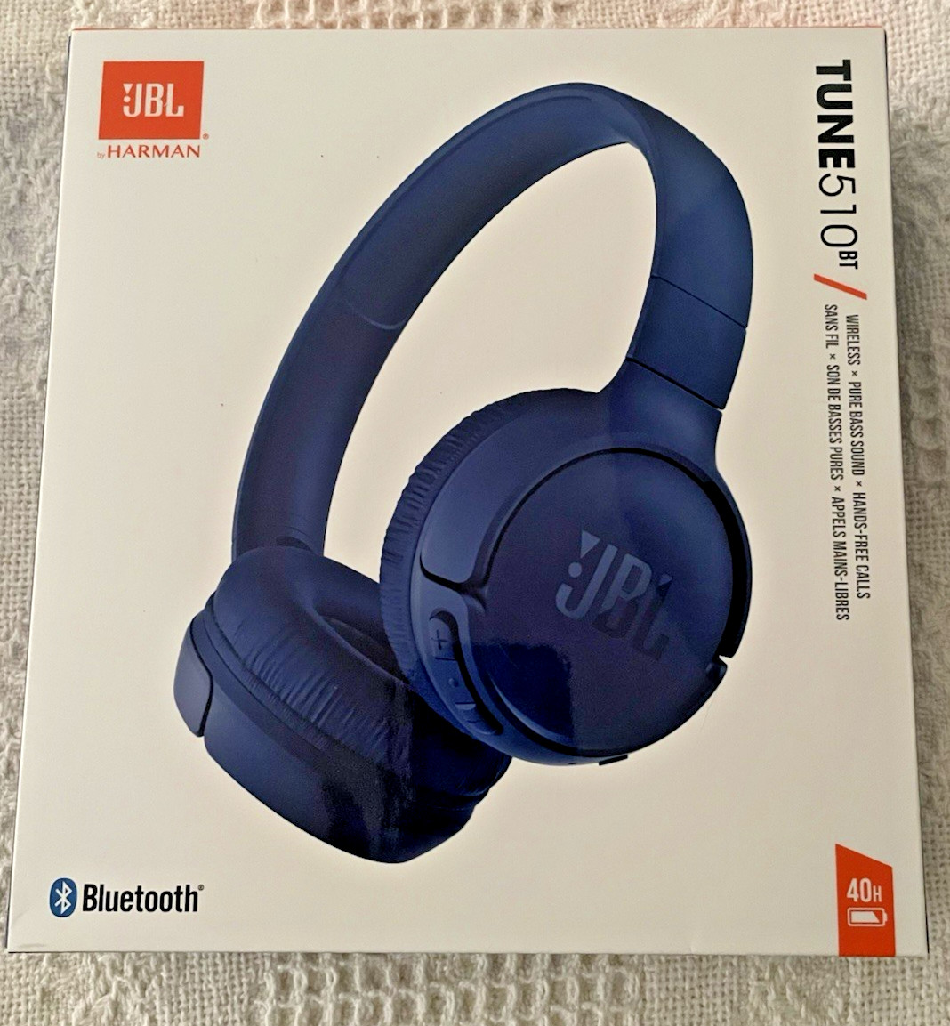 BL Tune 510BT Wireless Bluetooth On-Ear Headphones Blue New Sealed Pure Bass