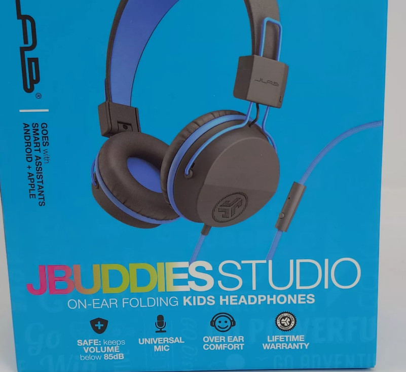 JLab Jbuddies Studio On Ear Folding Kids Wired Headphones Age 6+ Gray Sealed Box