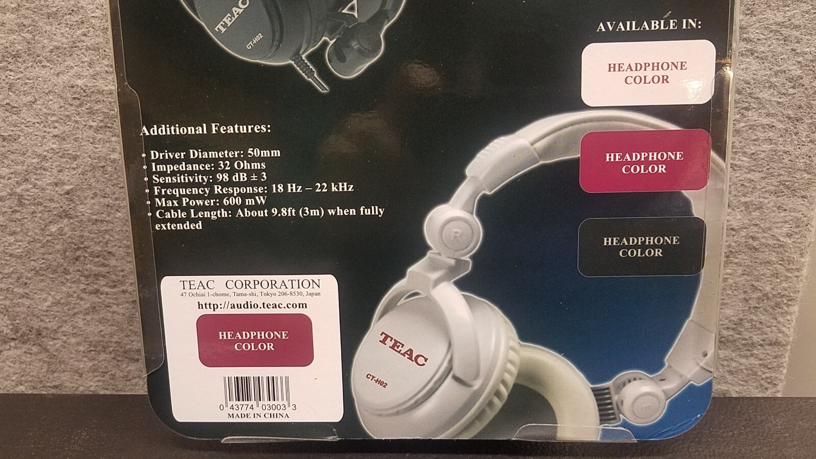 Teac CT-H02 Pro Headphones Over Ear Foldable 1/4″ & 1/8″ Plug 9.8ft Cable NIB