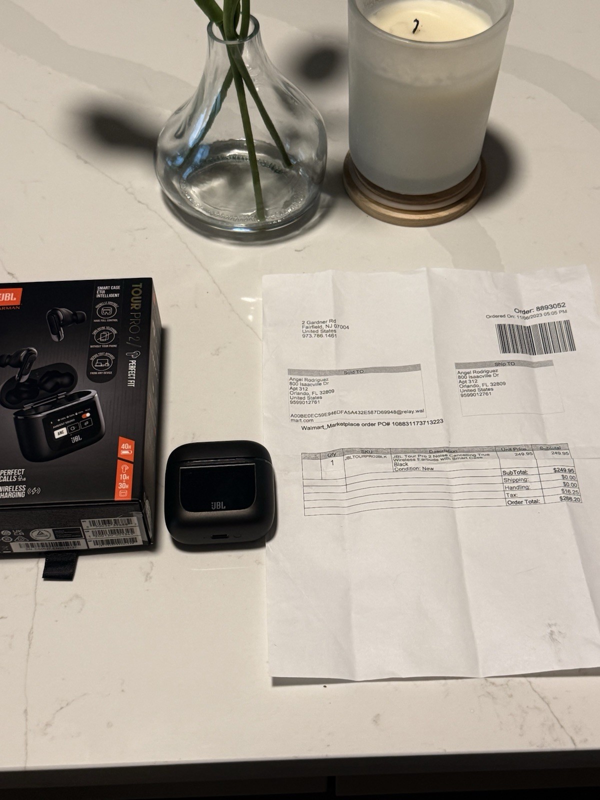 JBL Tour Pro 2 Noise Cancelling True Wireless Earbuds with Smart Case (Black)