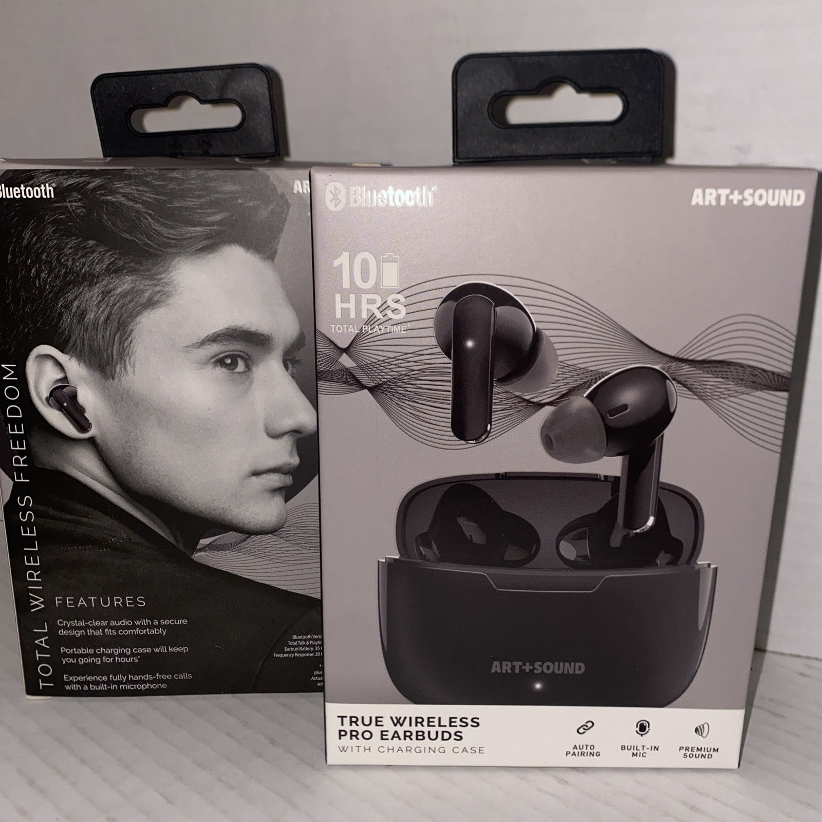 Art+Sound Bluetooth True Wireless Pro Ear Buds, Black, 2 Pack