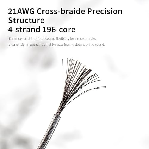 Hi-Res Graphene 6N OCC Hybrid IEM Cable, 4 Strand 196-Core Earphone Wire, 3.94ft