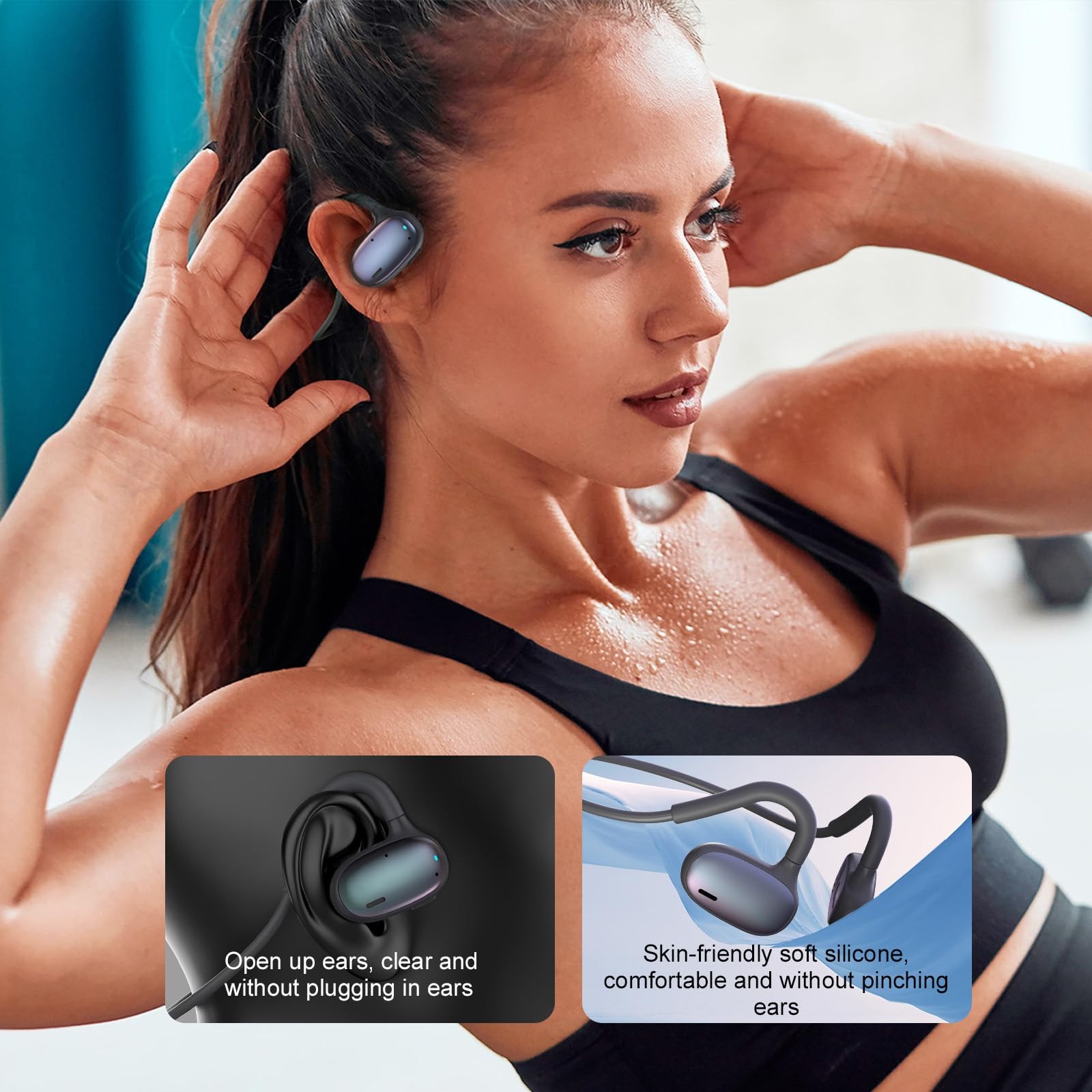 Open Ear Sports Headphones, Air Conduction Bluetooth 5.3 Wireless Headset wit…