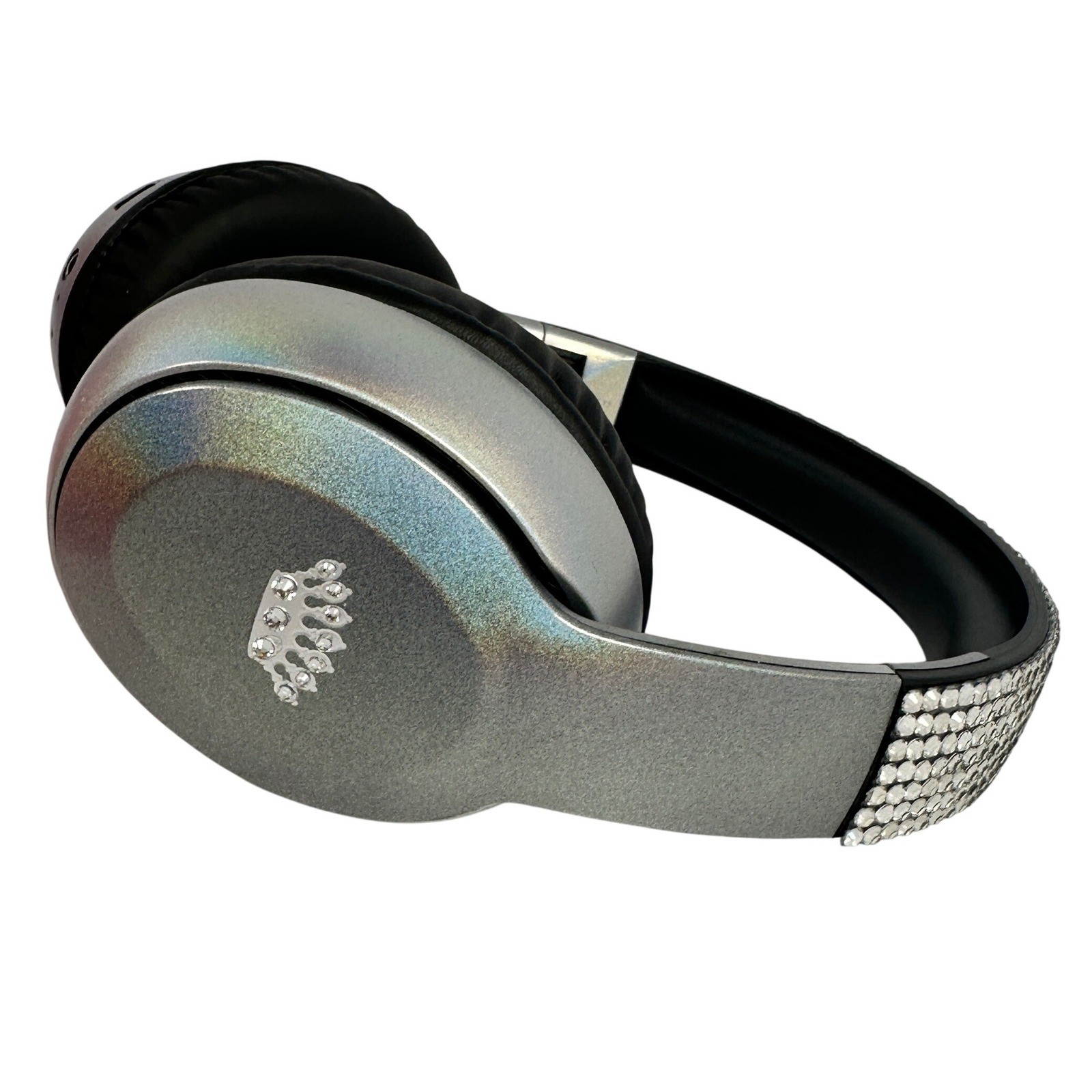 Juicy Couture Iridescent Silver Rhinestone Wireless Bluetooth Headphones NIB