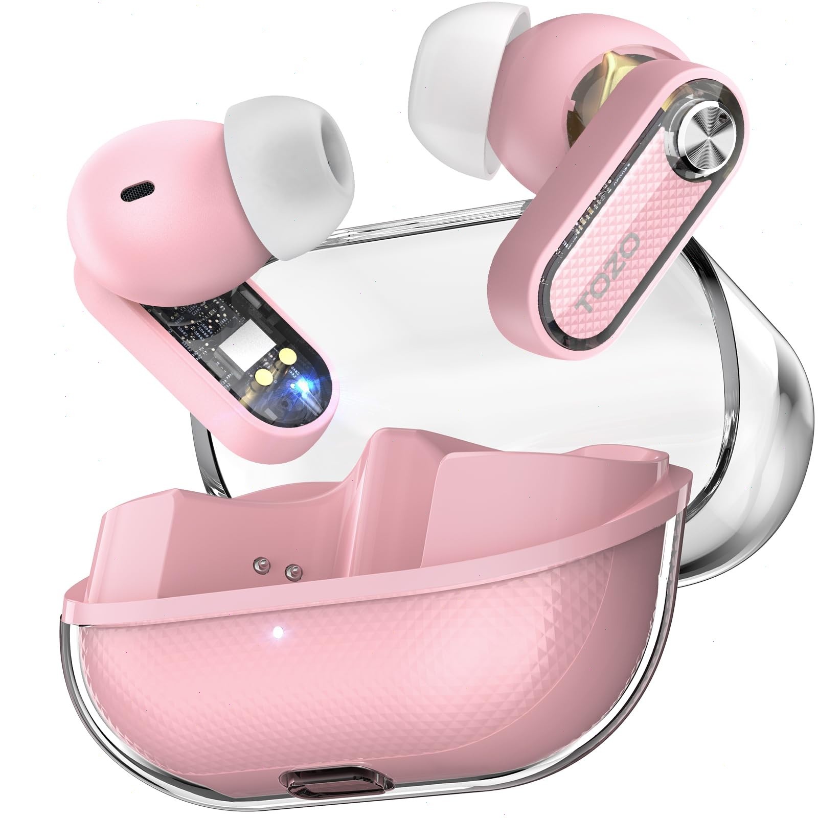 TOZO Crystal Pods Hybrid Active Noise Cancelling Wireless Earbuds | Refurb