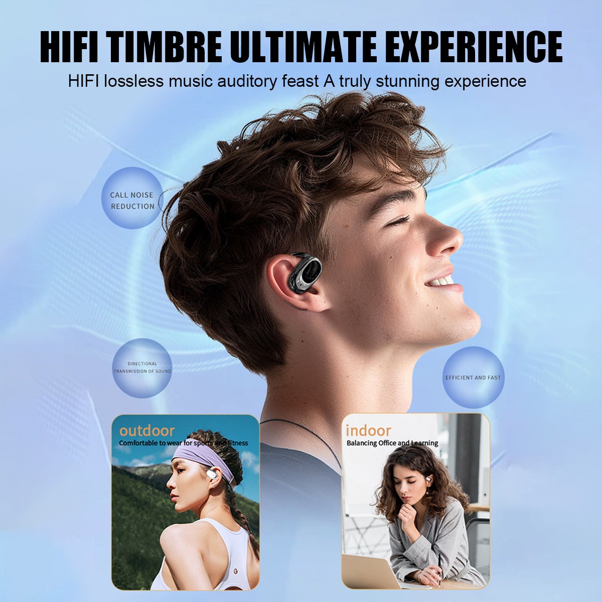 OWS LCD Bluetooth V5.4 Earbuds Wireless Headphones Earphone Touch For All Phone