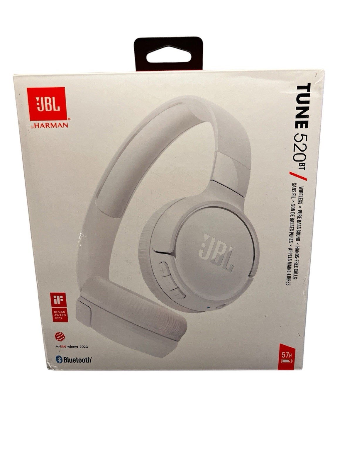 JBL Tune 520BT Wireless Bluetooth On-Ear Headphones Built-In Mic White