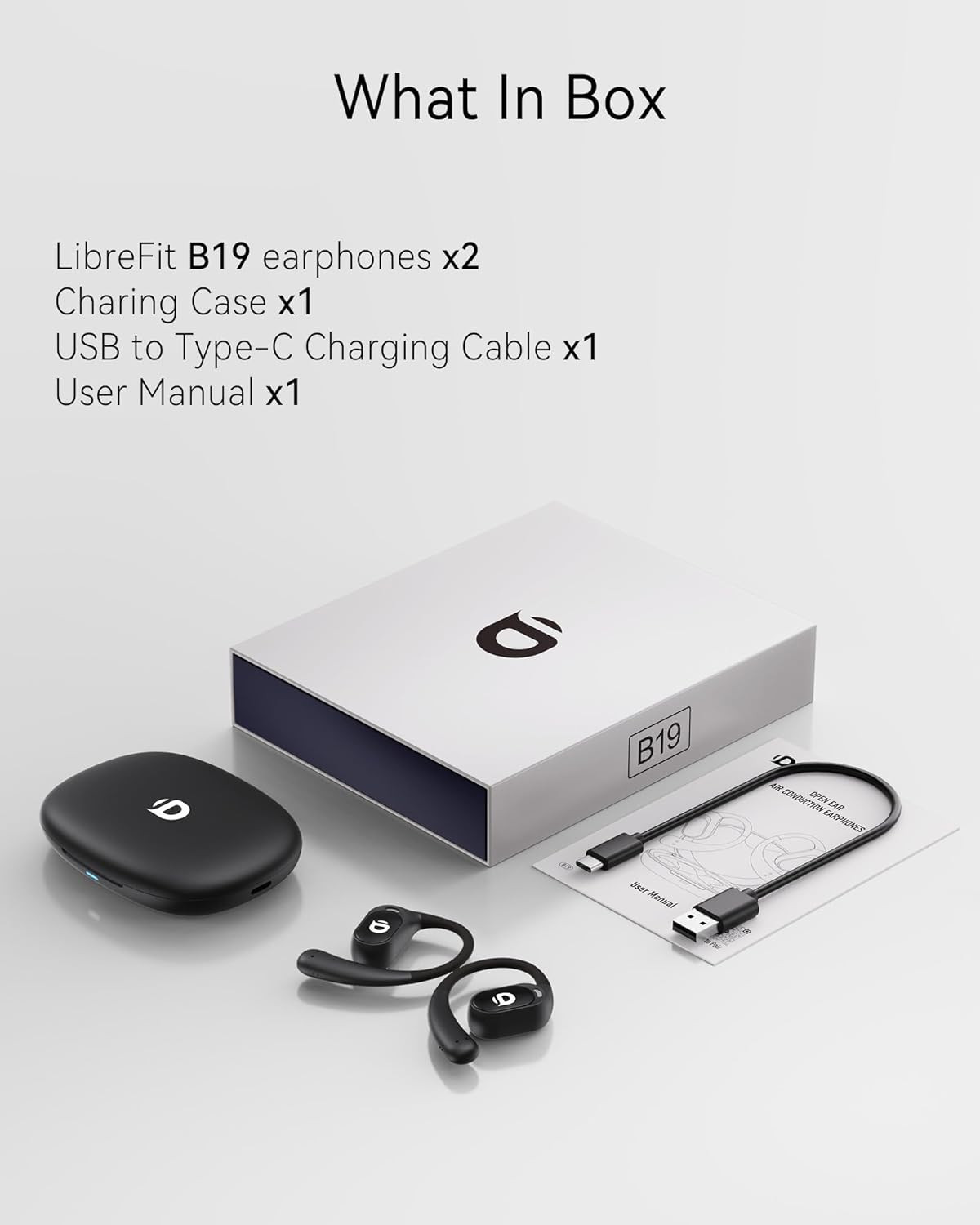Open Ear Earbuds, True Wireless Open Ear Headphones with Earhooks, Air Conductio