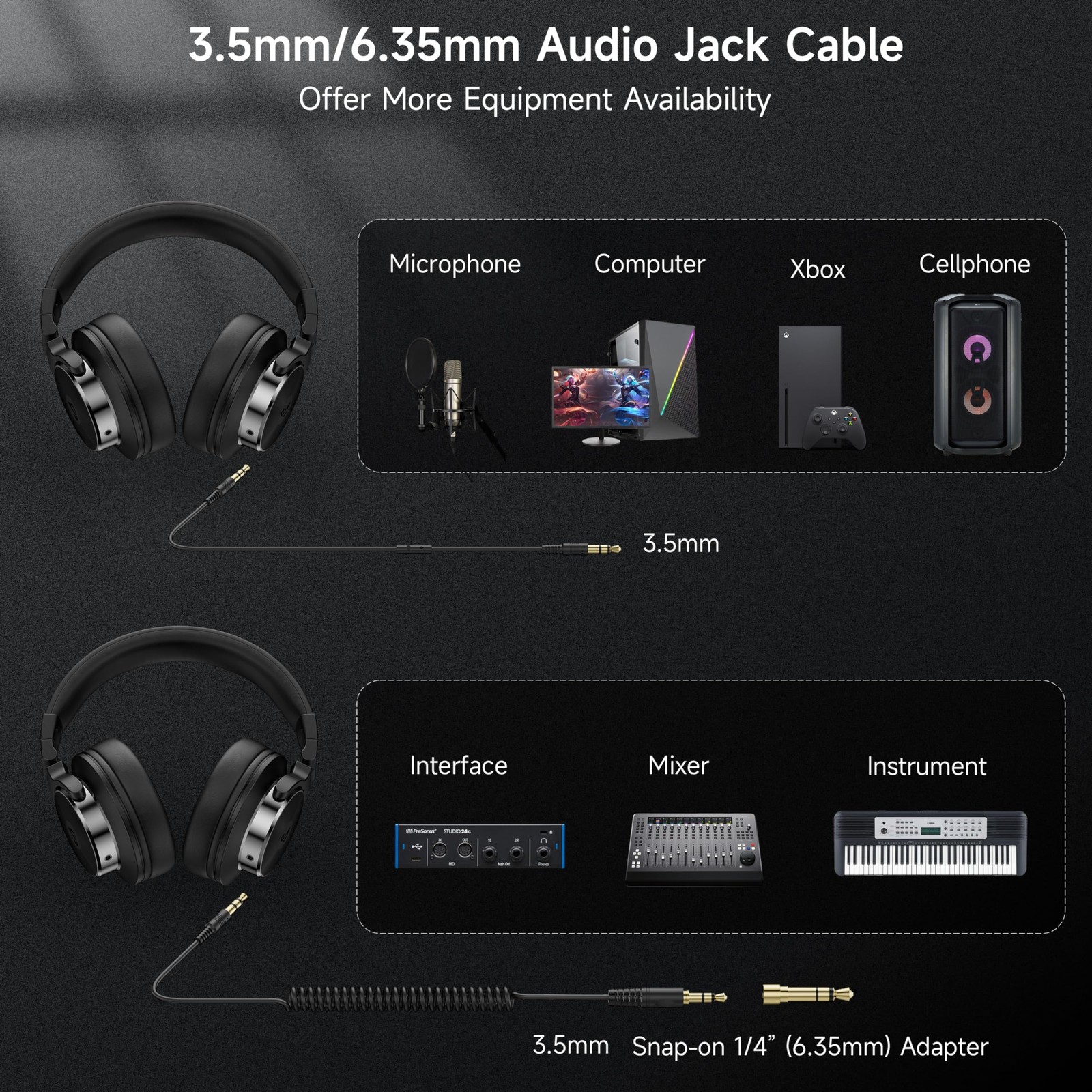 Auriculares de Diadema Profesionales Para DJ Audífonos Estudio Monitor Estéreo