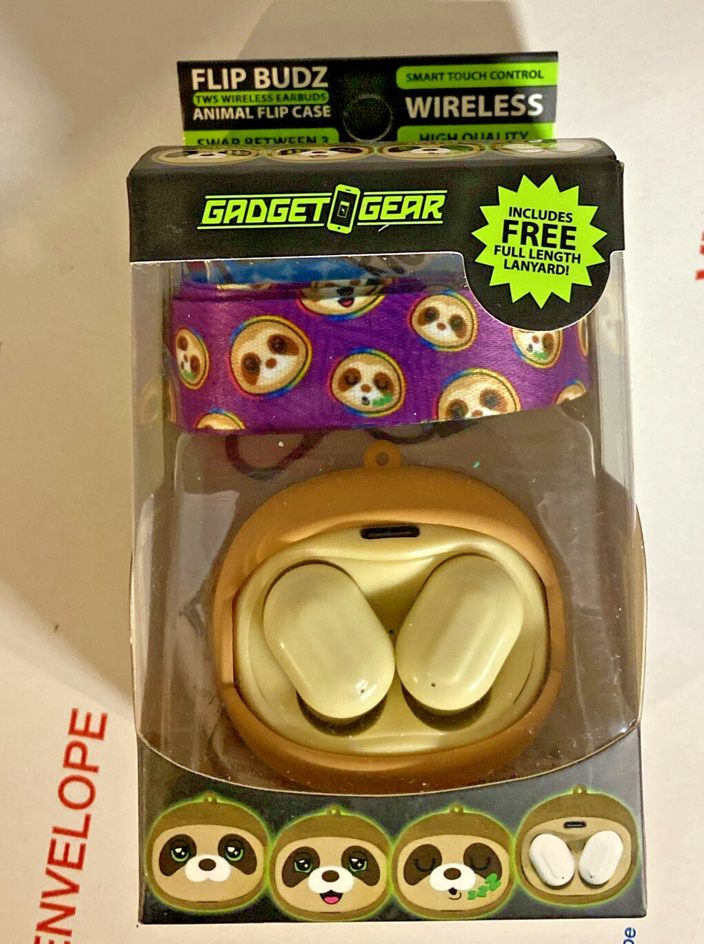 Gadget Gear Flip Budz Wireless Earbuds Smart Touch Control, Animal Flip Case