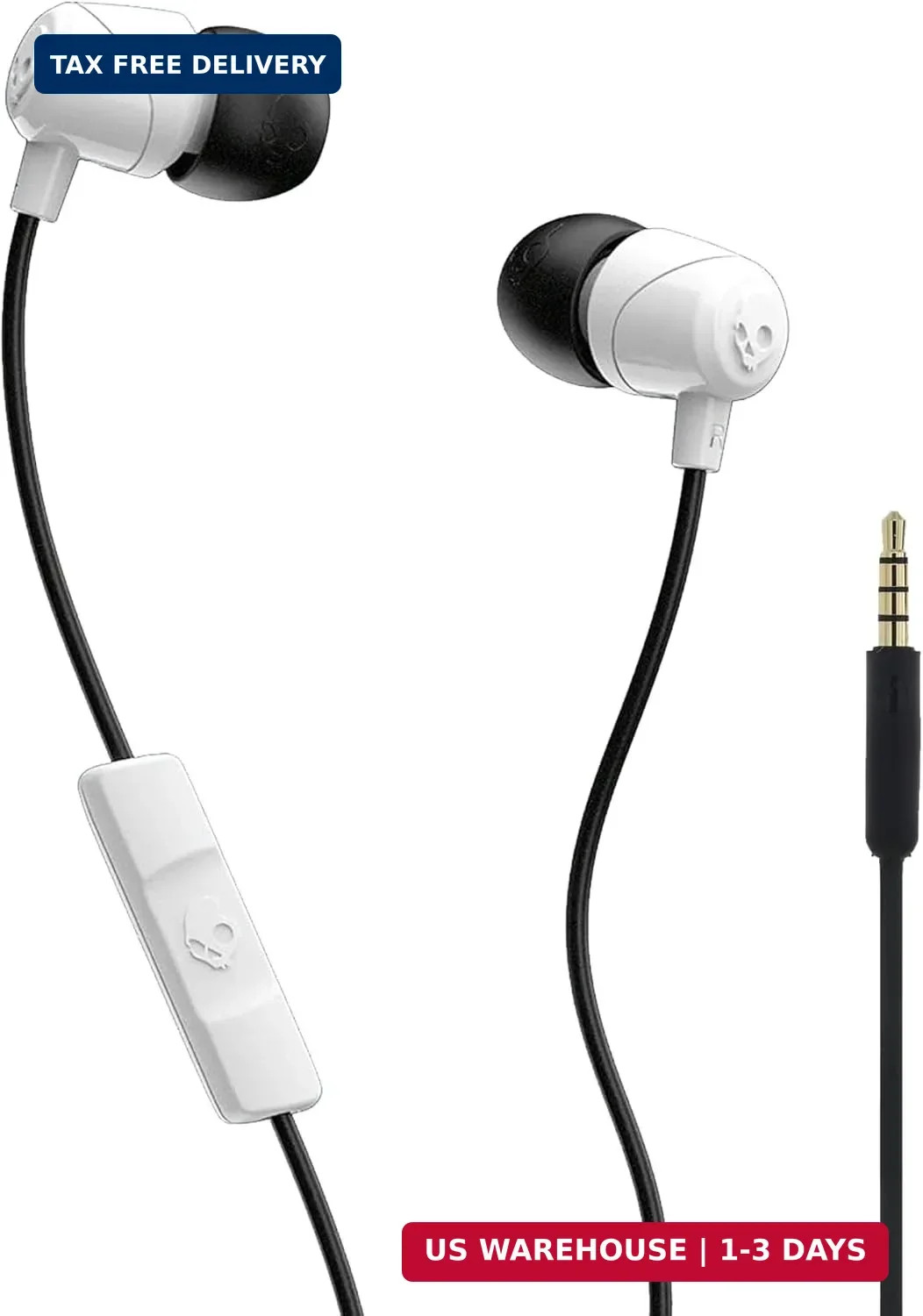 Skullcandy Jib Wired Earbuds with 3.5mm AUX Plug – White | 3.5mm Wired Earbuds,