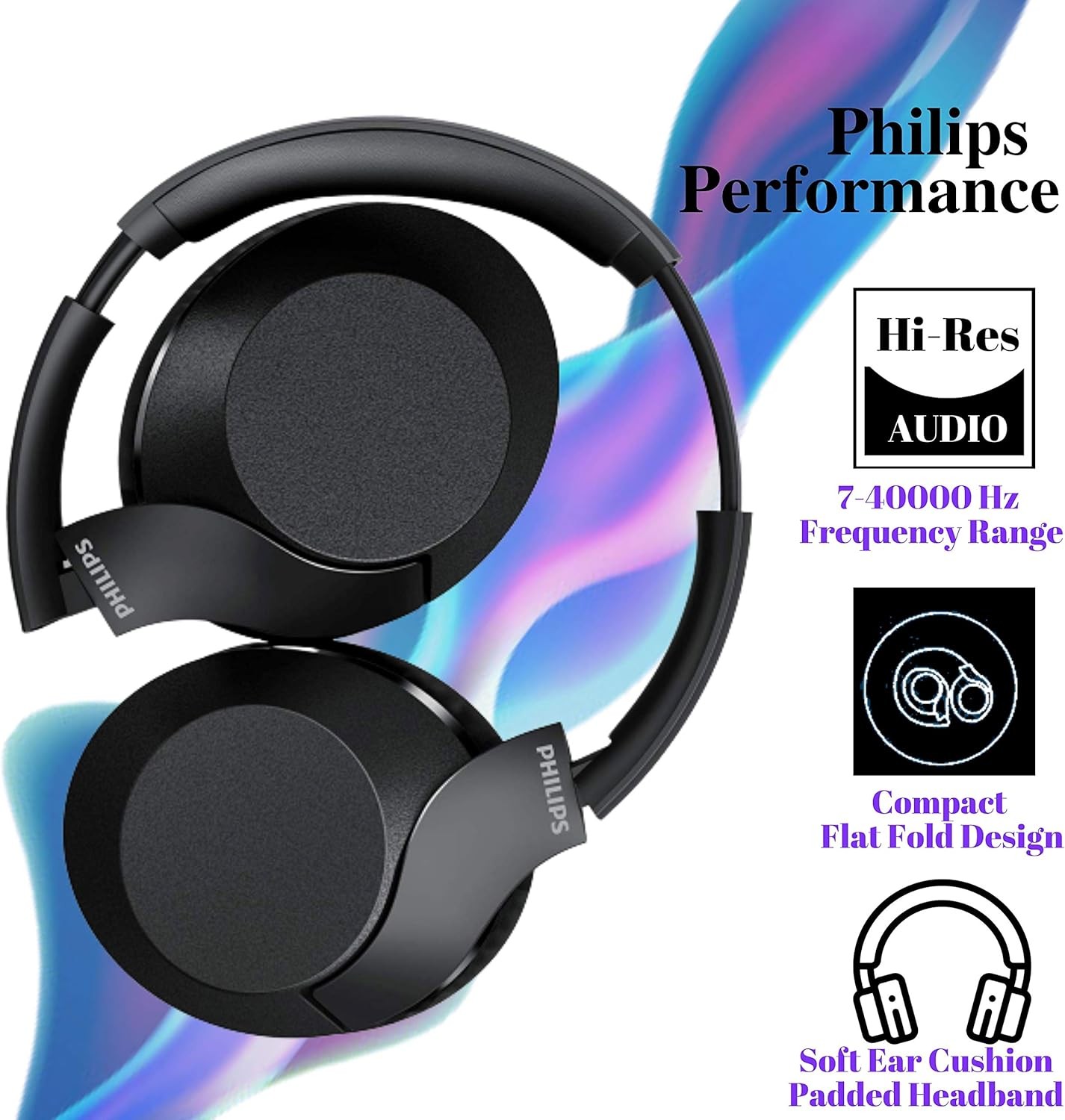Philips TAPH802BK Over the Ear Wireless Headphones , Rapid charge, 30Hrs – Black