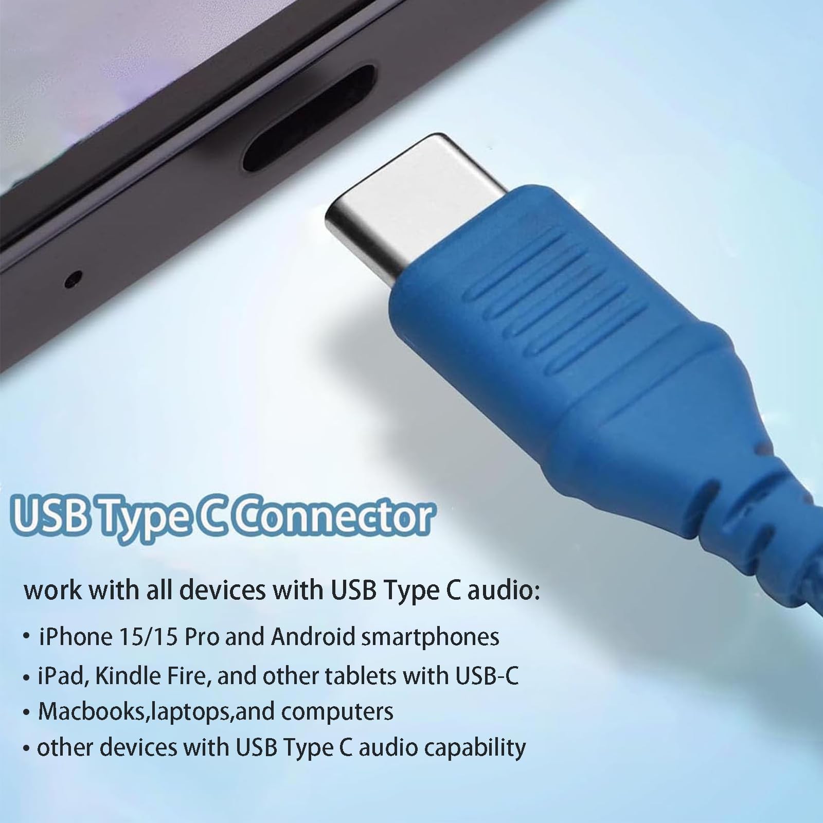 yoygerty USB C Kids Headphones Navy Blue