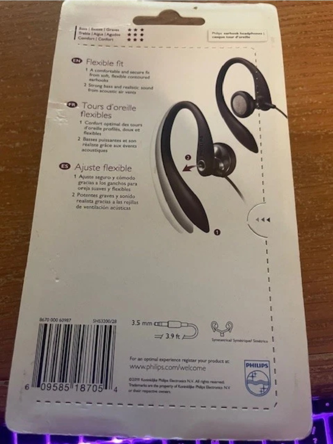 Philips Flexible Earhook Headphones Black