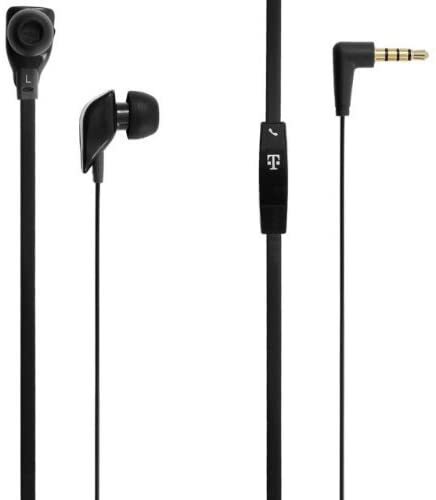 T-Mobile Stereo Headset, Tangle Free Cord – Flat Cable Headphones – Black