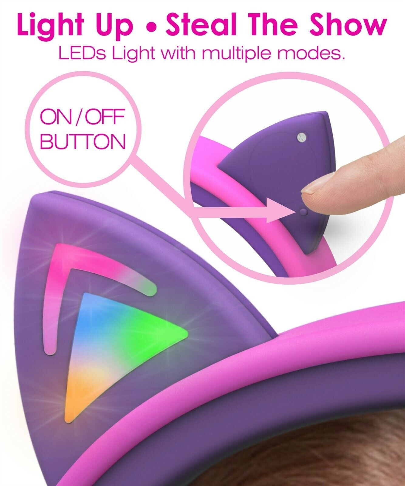 Kids Wired Cat Ears Headphone Headsets Girl Earphone On Ear Pink Volume Control