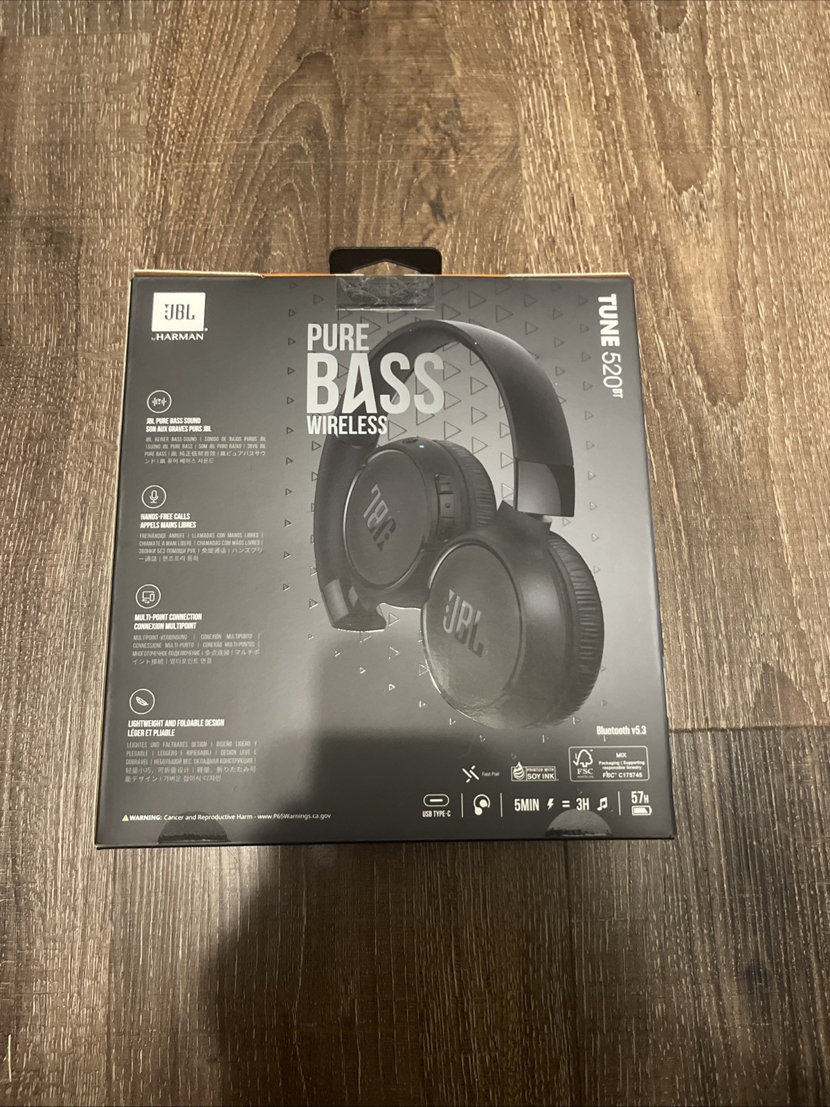 JBL Tune 520BT – Wireless On-Ear Headphones Up to 57H Battery Life (Black)