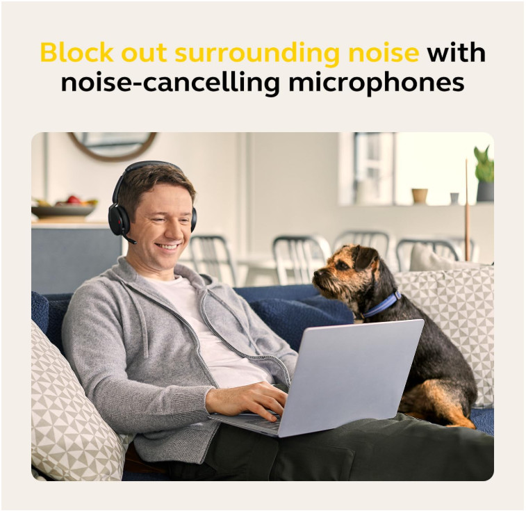 Jabra Evolve2 65 Flex Stereo Headset with Bluetooth, Wireless Charging Pad