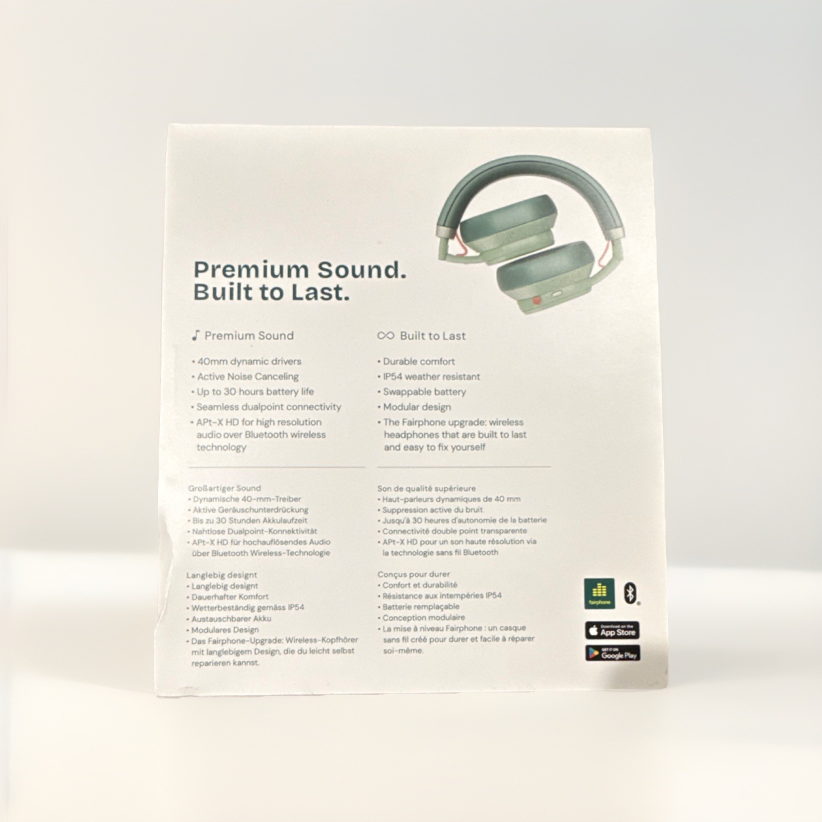 Fairphone Fairbuds XL Over-Ear Headphones Green Bluetooth ANC Modular IP54 40mm