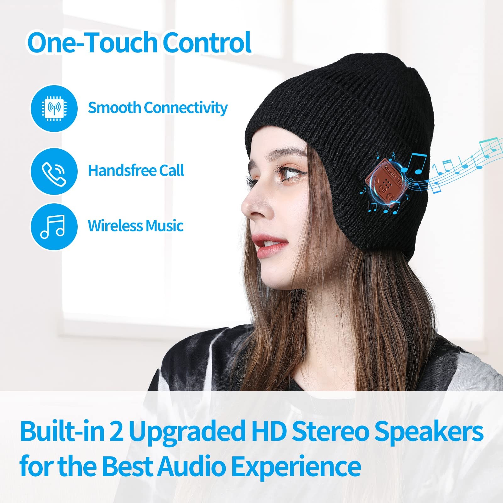 Bluetooth Beanie For Men Women HD Stereo Sound Headphone Hat Winter Knit Cap