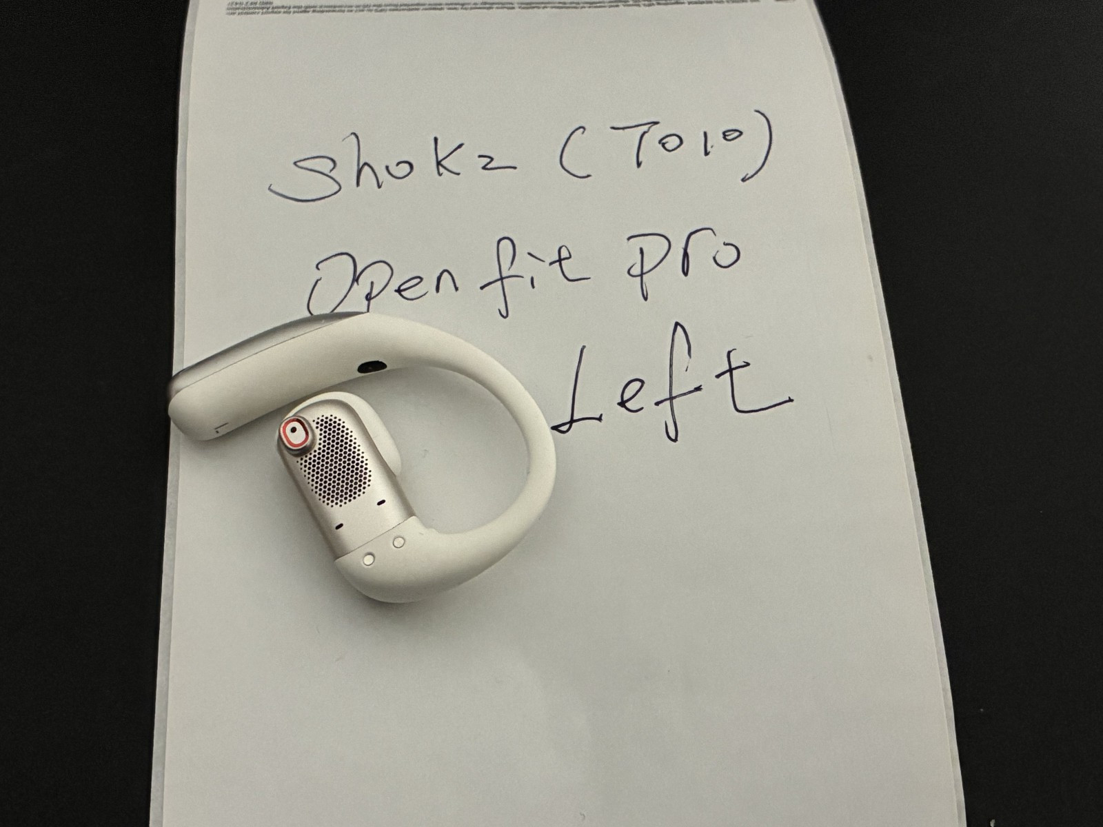 Shokz – OpenFit Pro (T010) -True Wireless Earbuds White – Left Side