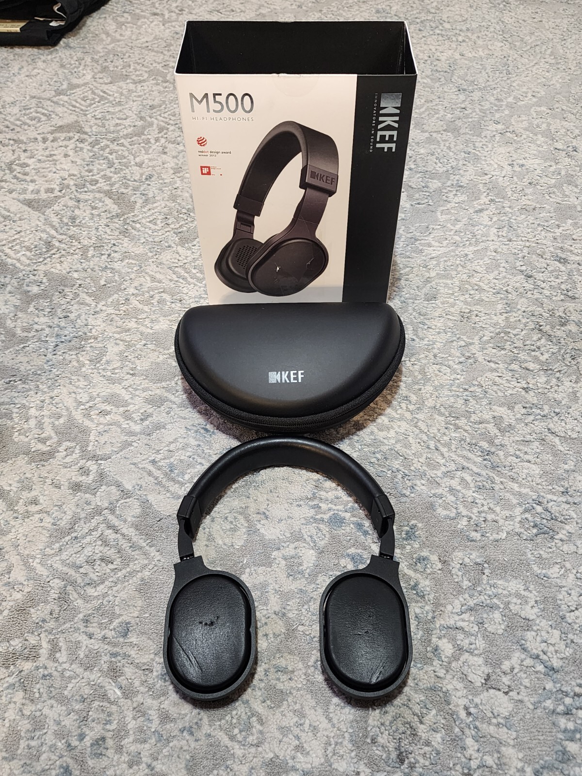 KEF M500 Black 3.5mm Jack Hi-Fi Over-Ear Wired Foldable Headphones READ 1ST
