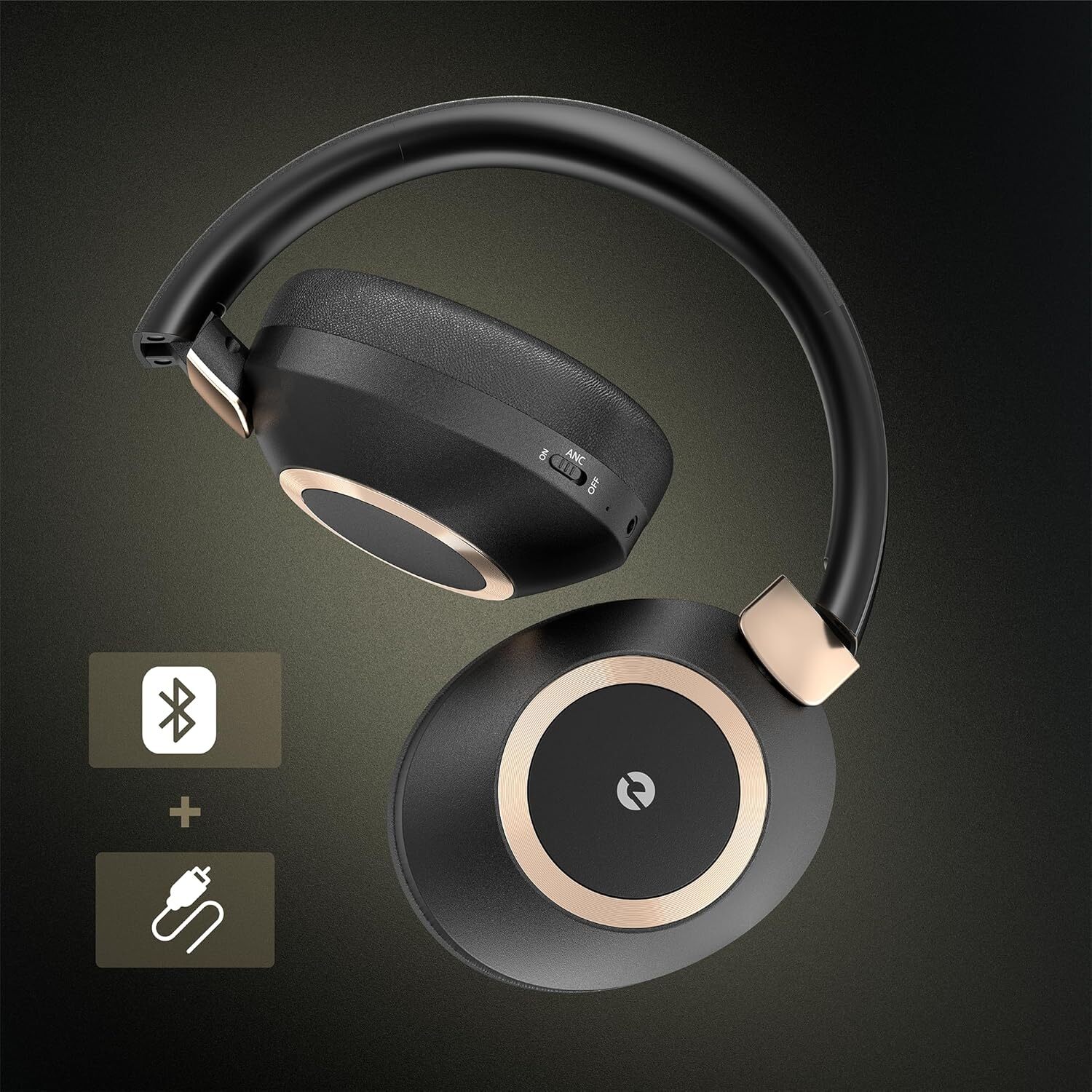 Active Noise Cancelling Headphones, 100H Playtime Headphones Wireless Bluetooth,
