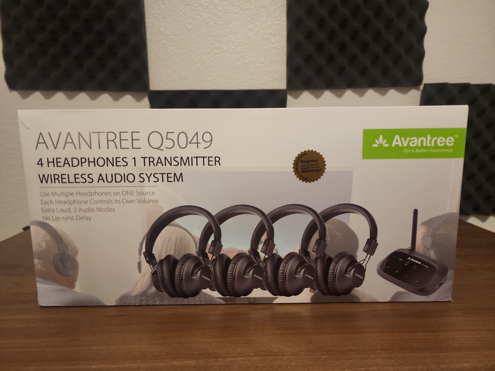 Avantree WSHT-5049 – 4 Wireless Group Listening Headphones 1 Transmitter – Q5049