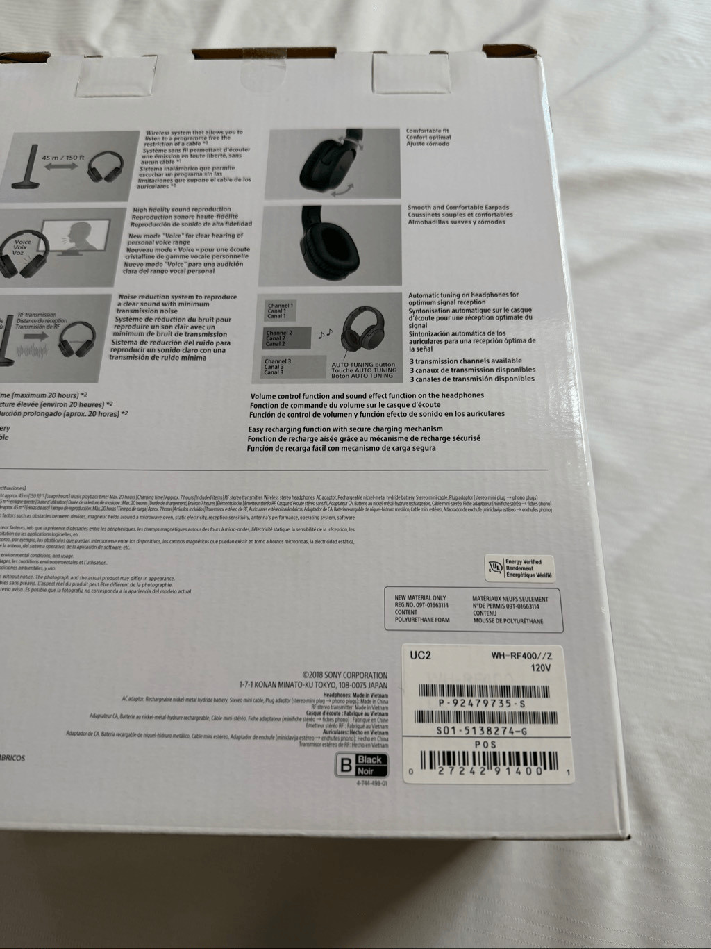 Sony RF400 Wireless Home Theater Headphones – Black New in box sealed