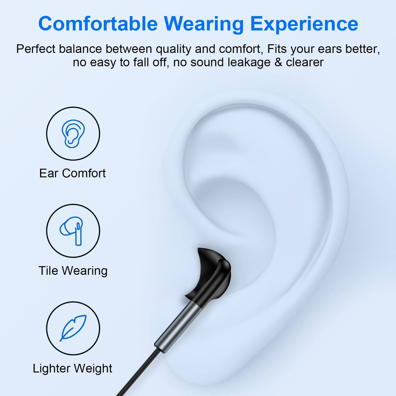 USB C Headphones Wired Ear Buds for Samsung Galaxy A17 A16 Z Fold 7 Z Black