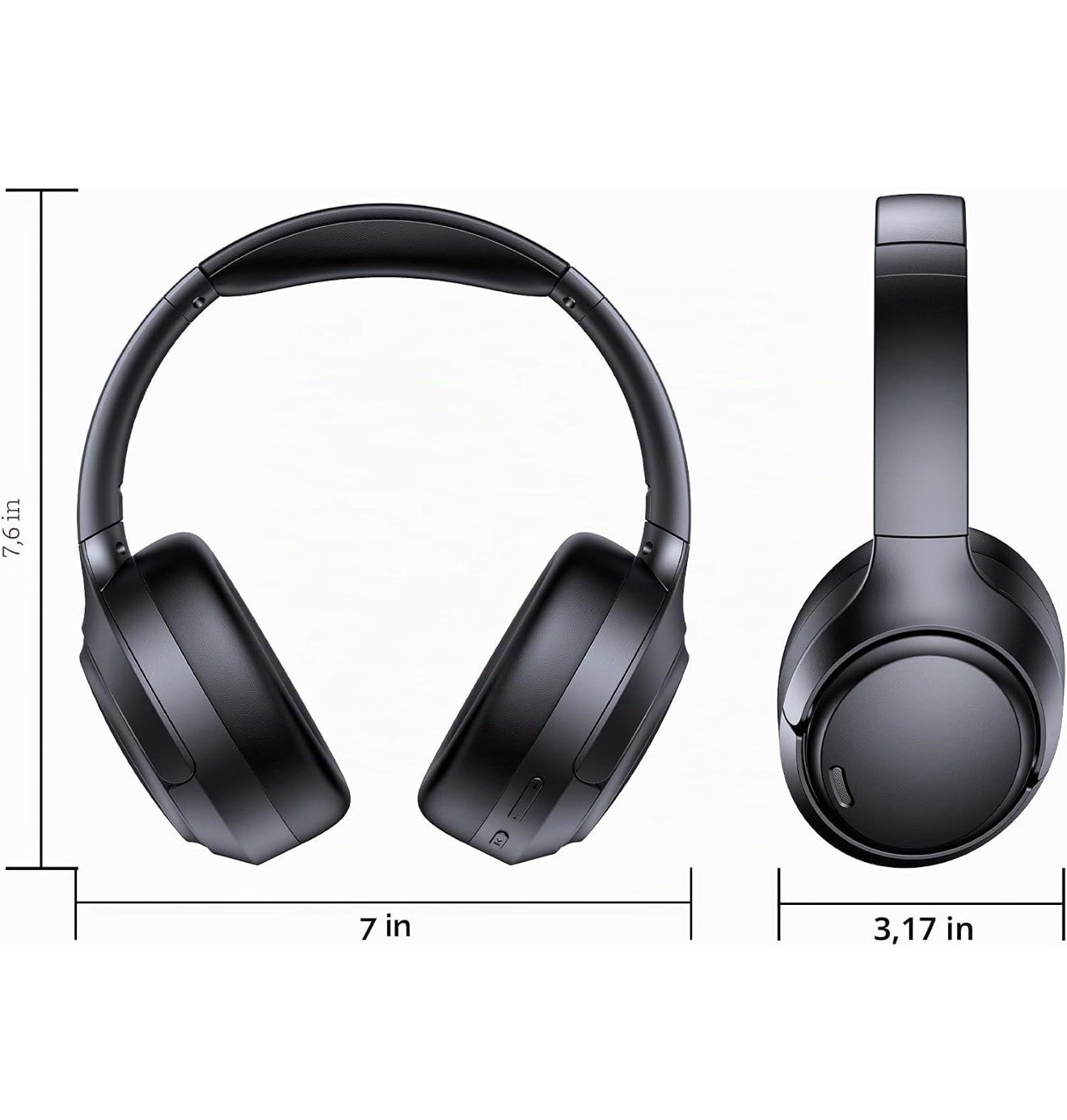 TAGRY Bluetooth Over-Ear Headphones w/ Active Noise Cancellation 40mm Black