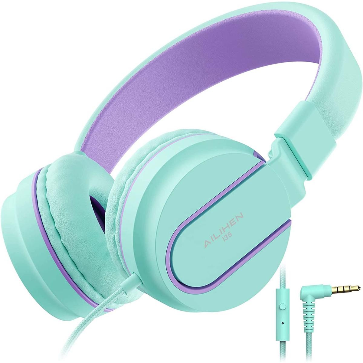 WIRED FOLDABLE HEADPHONES FOR KIDS WATER GREEN JACK 3.5MM