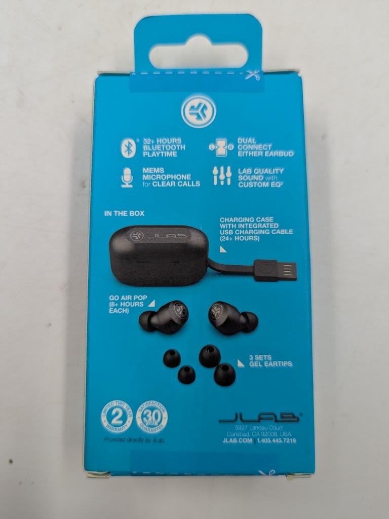 JLab Go Air Pop True Wireless Bluetooth Earbuds + Charging Case – Black