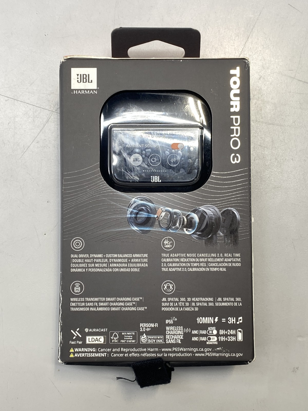 JBL Tour Pro 3 True Wireless Noise Cancelling Earbuds – Black