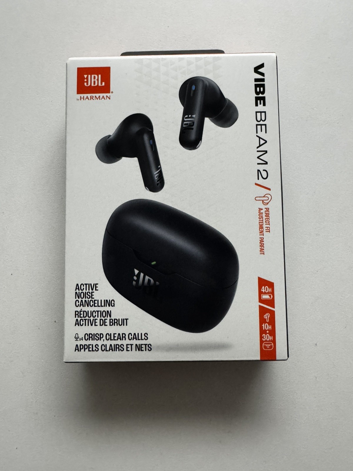 JBL – Vibe Beam 2 Noise Cancelling Earbuds – Black – Sealed