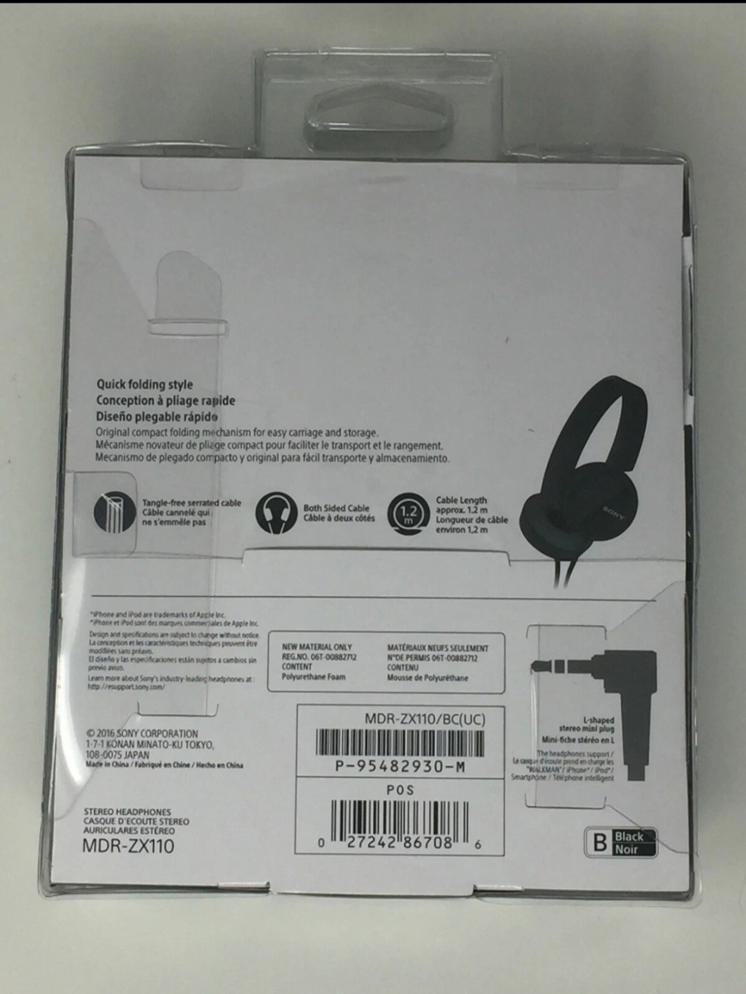 Sony MDRZX110/BLK ZX Series Stereo Headphones, Black