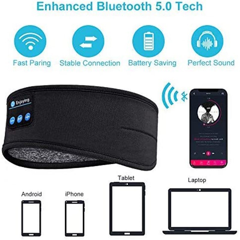 Bluetooth Sleep Headband Headphones Eye Mask Wireless Music Earphones 5.0