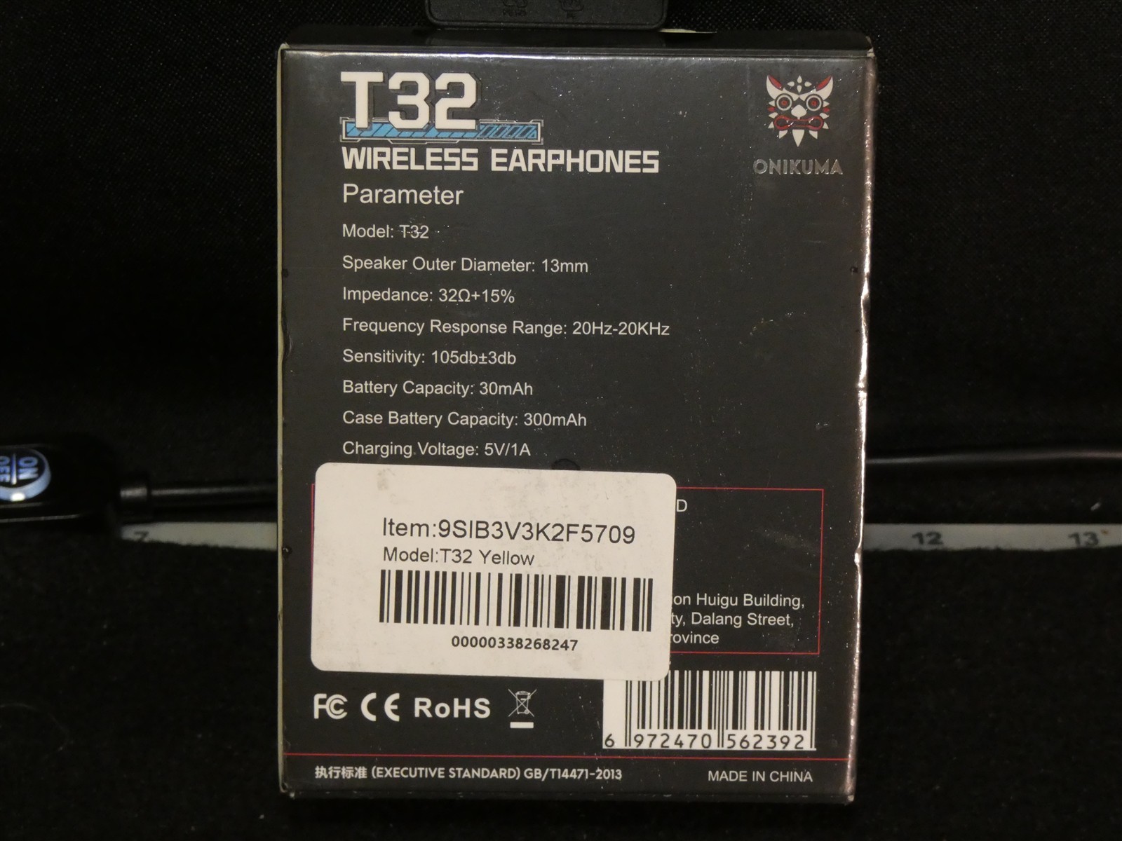 New Onikuma T32 Yellow Bumblebee Wireless Bluetooth In Ear Earphones Earbuds