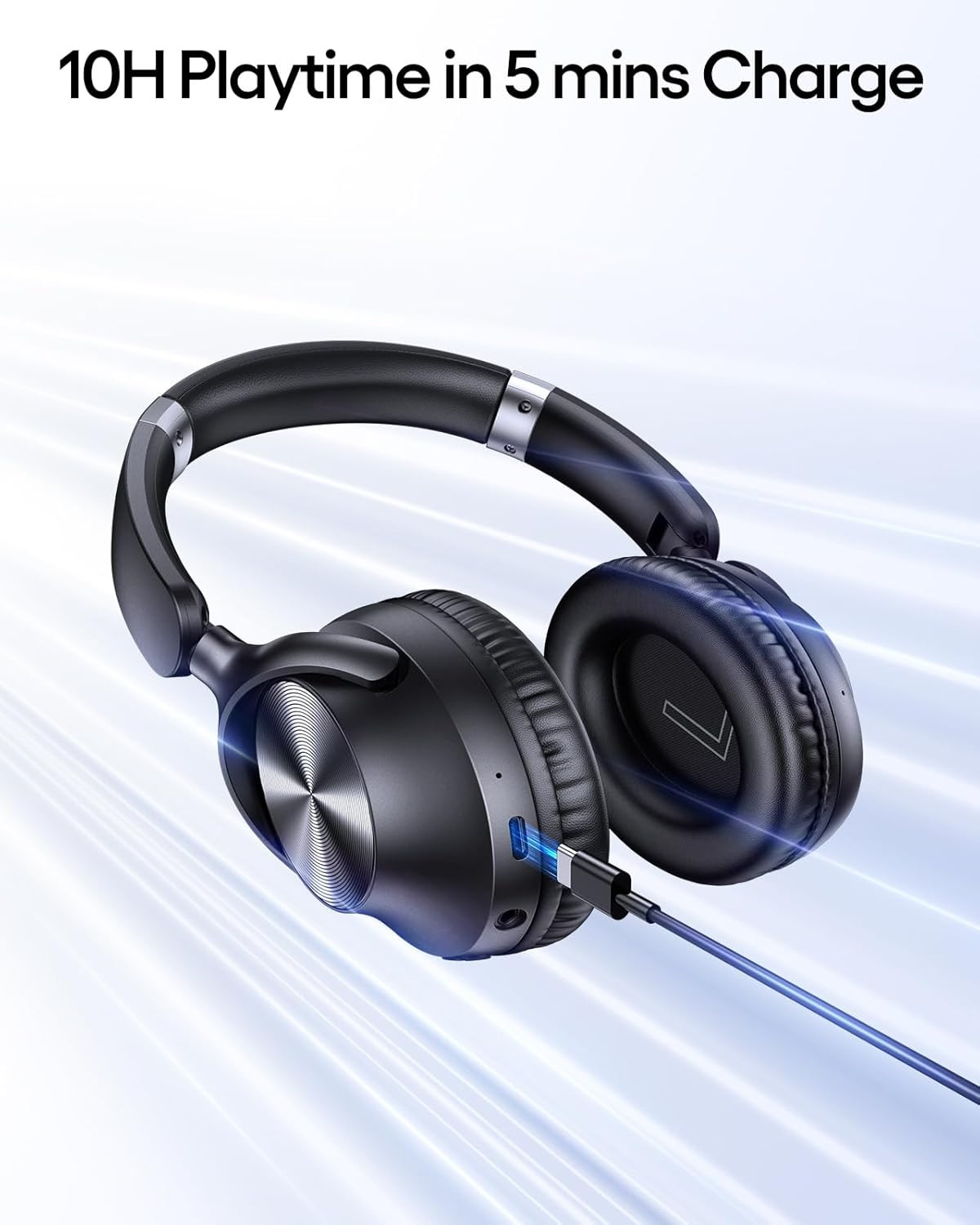 Hybrid Active Noise Cancelling Headphones 100H Playtime Wireless over Ear Blueto