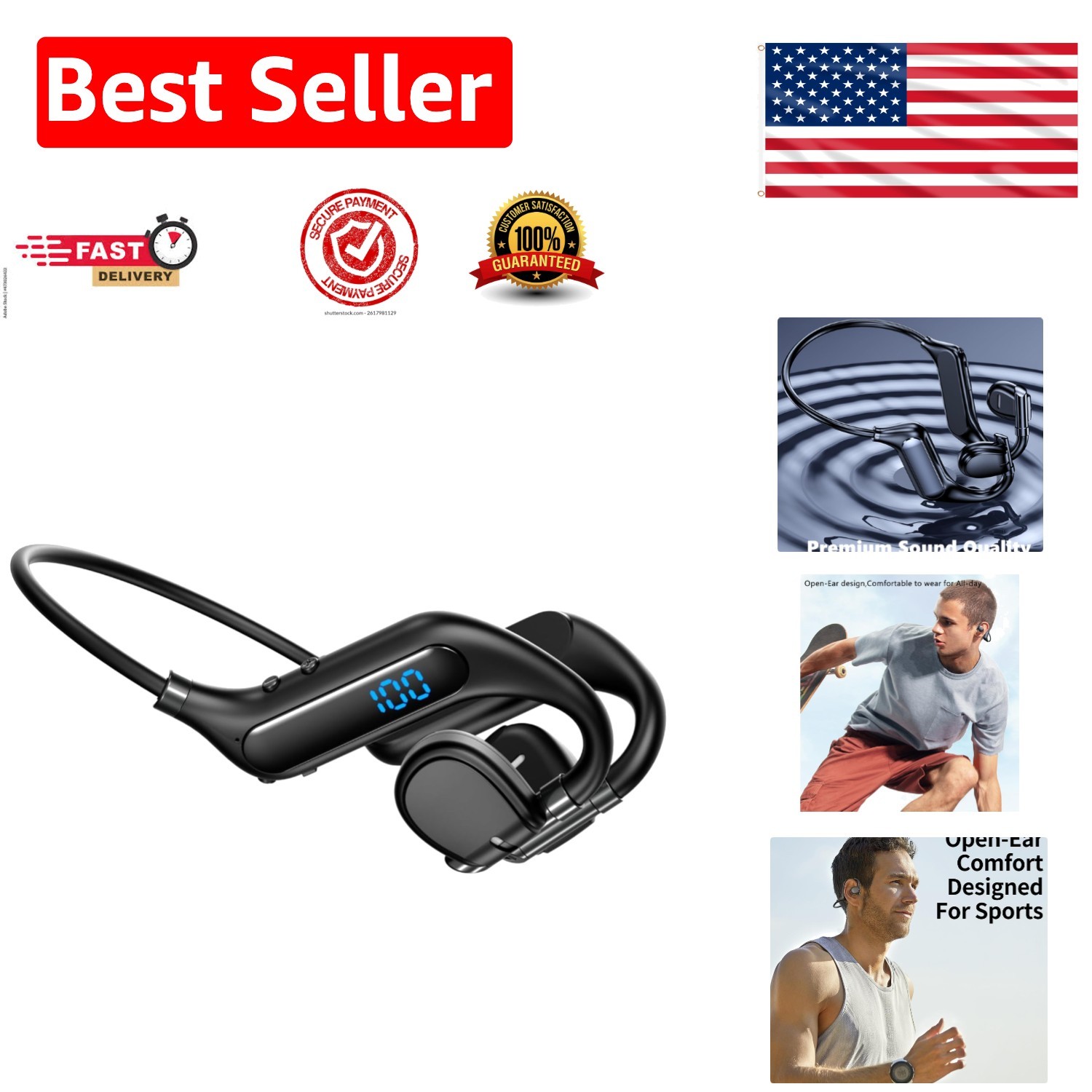 Lightweight Bone Conduction Earphones with 38 Hours Playtime & Transparency Mode