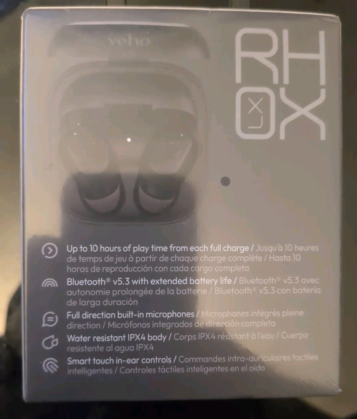 VEHO RHOX True Wireless Earphones – Black Headphones in-ears 10.Hours Play Time