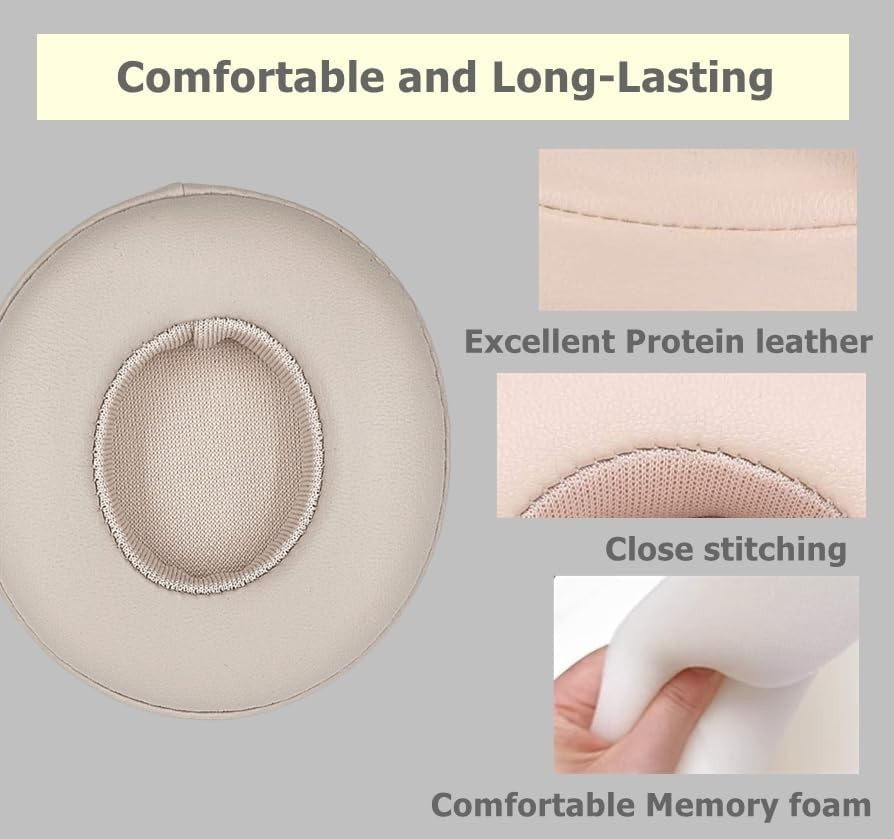 Durable Light Pink Earpad Covers Made with Protein Leather for Solo 2.0 & 3.0